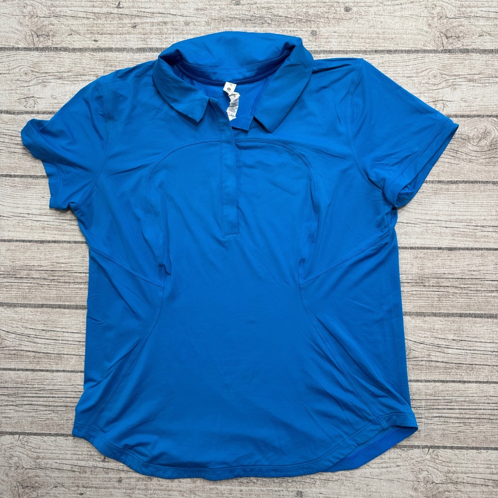 Lululemon Polo Shirt Women's 12 Blue Athletic Short Sleeve Quick-Dry Golf Tennis